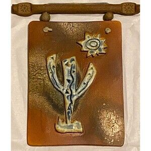 Kokopelli and Sun Southwestern Wall Art Leather Hangings Native American Signed